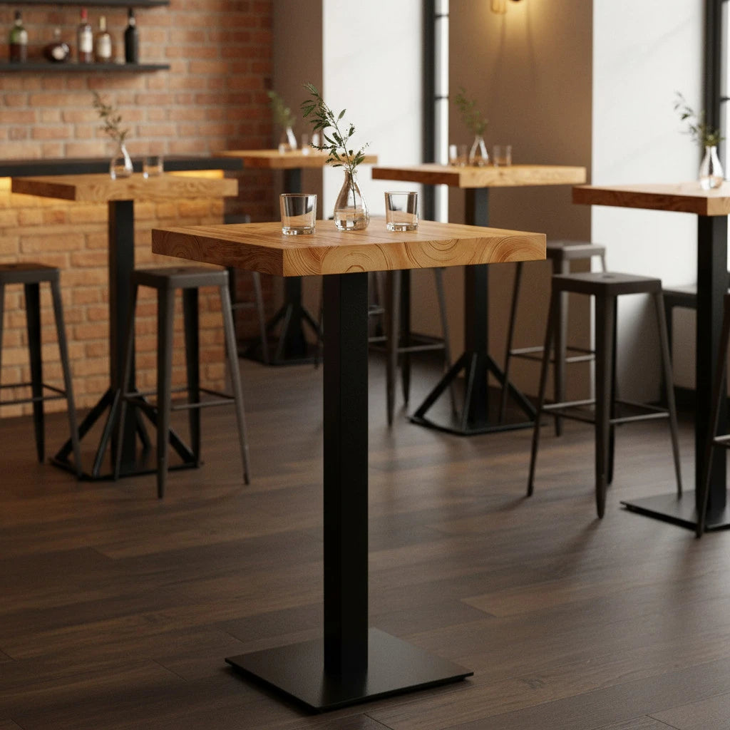Gastro-Stehtisch "Prost" aus Massivholz - Metallgestell - verschied. Ausführungen