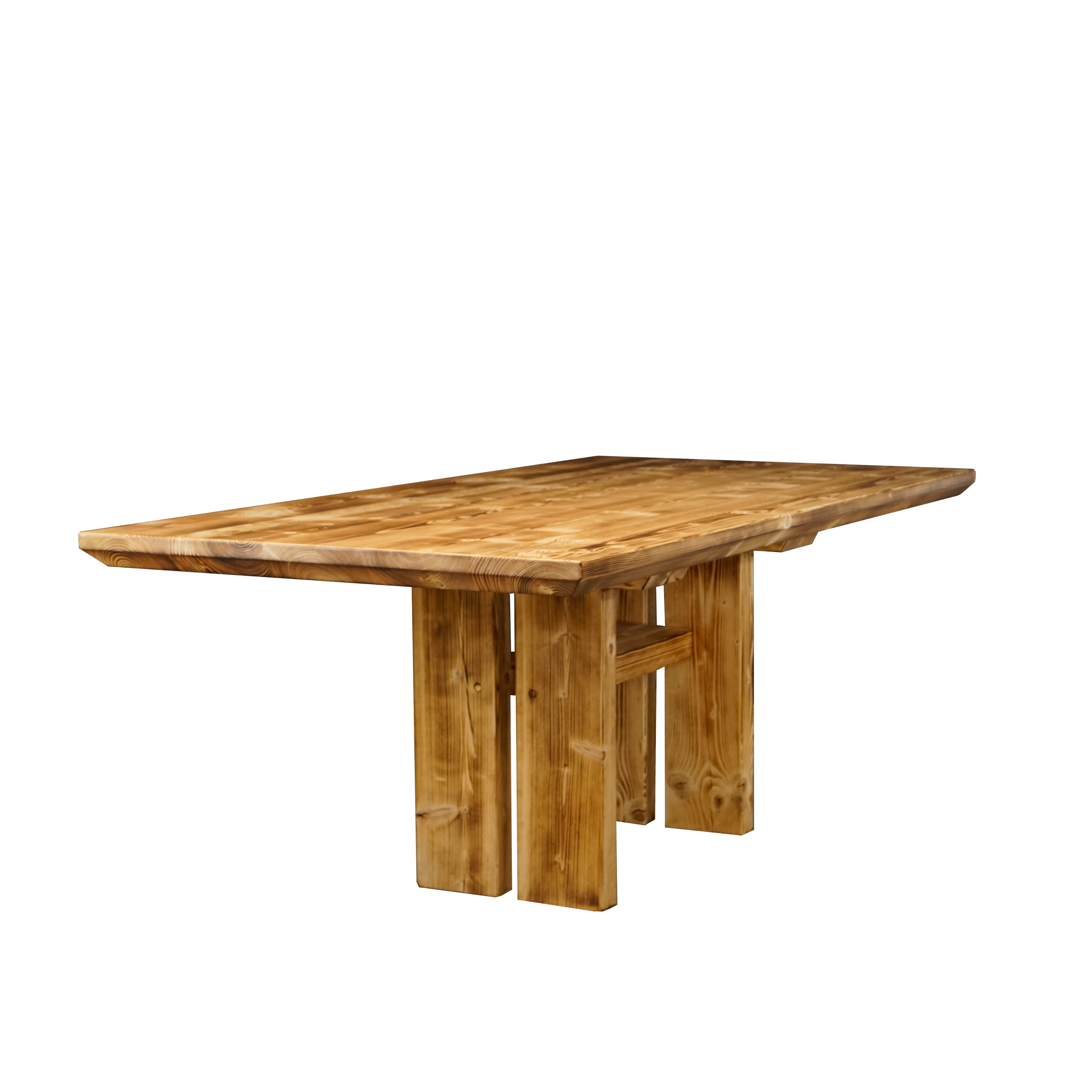 Massivholztisch "Schwarzwaldkraft" – Schweizer Kante, Holzgestell "H", in verschiedenen Größen