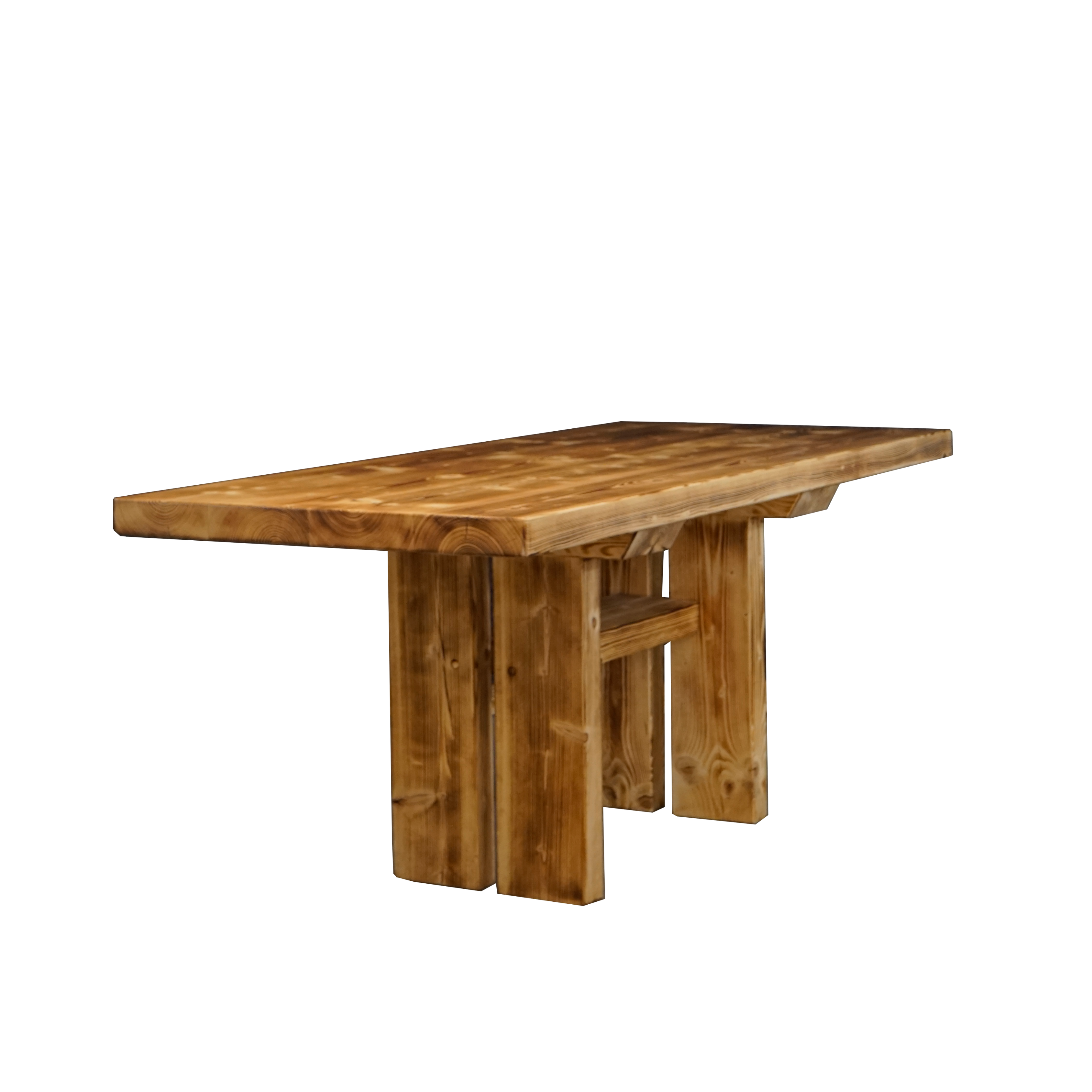 Massivholztisch "Schwarzwaldkraft" – gerade Kante, Holzgestell "H", in verschiedenen Größen